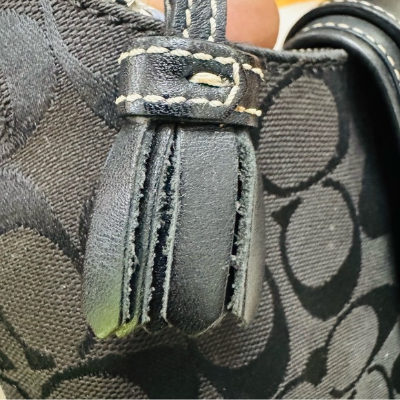 Coach Black Canvas, and Leather Hobo Bag with Adjustable Strap and Silver Buckle - Picture 5 of 8